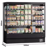 Commercial multideck display fridge - 1940mm - 893L - with 3 hinged glass doors & 4 shelves - Black