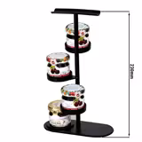 (12 st) Våningsfat - svart, pulverlackerat rostfritt stål - 4‑vånings - 140x60 mm - Höjd: 230 mm