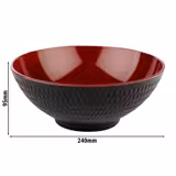 (6 stycken) Skål - ASIA PLUS - Melamin - 2,2 liter - Ø 240 mm - Svart/Röd