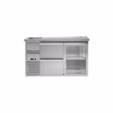 Pivski štand Premium PLUS - 1550x700 mm - 1 staklena vrata & 2 ladice 