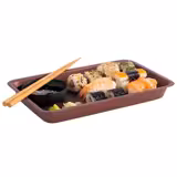 (6 pieces) LEVANTE| Stainless Steel Rectangular Serving Tray 255x160 mm, 30 mm High – Red