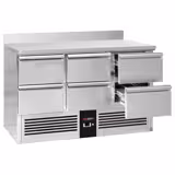 Koelwerkbank PREMIUM - 1365x700mm - 368 liter - front zwart - met 6 lades - opstand