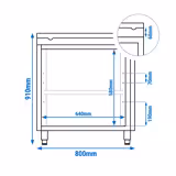 Paslanmaz Çelik Dolaplı Çalışma Tezgahı PREMIUM- 800x700mm -  kanatlı sırtsız, kesme plakası dahil 