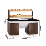Bakery Display Counter DUBLIN - 1600mm - with 2 shelves - on castors - black granite worktop