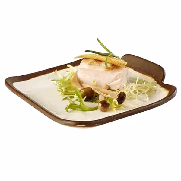 (6 stuks) CROCKER - bord - rechthoekig - melamine - 140x130mm - wit/bruin