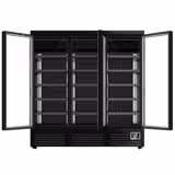 Commercial multideck display fridge - 1890mm - 1539L - with 3 double‑glazed hinged glass doors & 5 shelves - Black