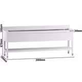 Fregadero industrial de acero inoxidable PREMIUM - 2000x700mm - con estante inferior & 1 seno