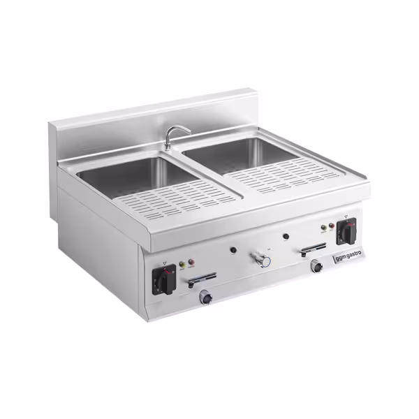 Cuiseur à pâtes électrique avec robinet – 2 × 26 L – 12 kW