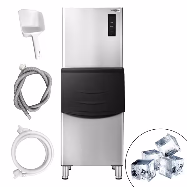 Fabbricatore di Ghiaccio Professionale - cubetto pieno - 230kg/24h - con contenitore per ghiaccio