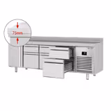 Table réfrigérée Premium PLUS - 2452x700 mm - avec 1 porte - 6 tiroirs - avec dosseret