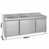 Μονάδα νεροχύτη - 2000x700mm - με κάδο απορριμμάτων & 2 λεκάνες αριστερά