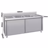 Spülschrank ECO - 1800x600mm - mit 2 Becken mittig