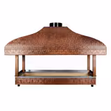 Parrilla de cobre de carbón - 2000mm - Profesional - para hostelería - con cristal protector frontal - 1 parrillas de hierro fundido - Parrilla: 1800x500mm