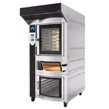 Rotierender Elektro Bäckerei-Heißluftofen mit Dampffunktion - Touch - 6x EN 600x400 - inkl. Pizzaofen, Haube & Gärschrank