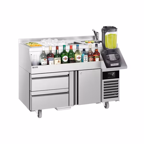 Cocktail voorbereidingstafel- 1200mm - 150L - 1 deur, 2 lades & 230V stopcontact