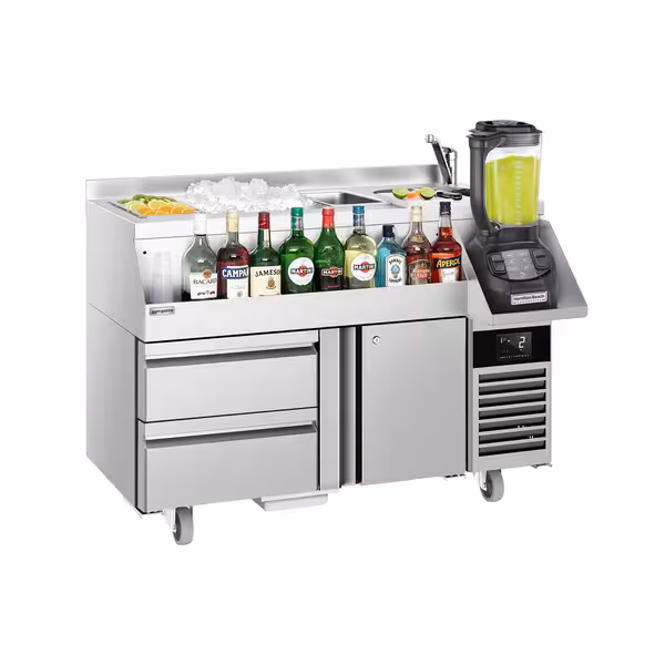 Cocktail voorbereidingstafel- 1200mm - 150L - 1 deur, 2 lades & 230V stopcontact