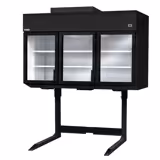 Supermarkt-Wandkoel-/vriesmeubel - 2100mm - 594 liter - van -23 tot -18 °C of -6 tot 6 °C - met 4 dubbelglas glazen draaideuren & 6 schappen - zwart