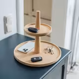 Açık Büfe Teşhir Standı - VALO - 2 Katlı - Ahşap (Meşe) - Kahverengi - dairesel - Yükseklik:280mm - 300x300x280mm