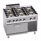 Gasherd - 60 kW - 6 Brenner - inkl. Gasbackofen Statisch - 7,8 kW - Hochleistungsmodell