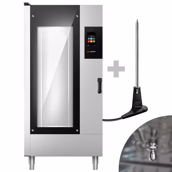 Elektrisch-Combisteamer - Touch - 7-inch touchscreen - 20x GN 1/1 - incl. wassysteem & temperatuurvoeler & rekwagen