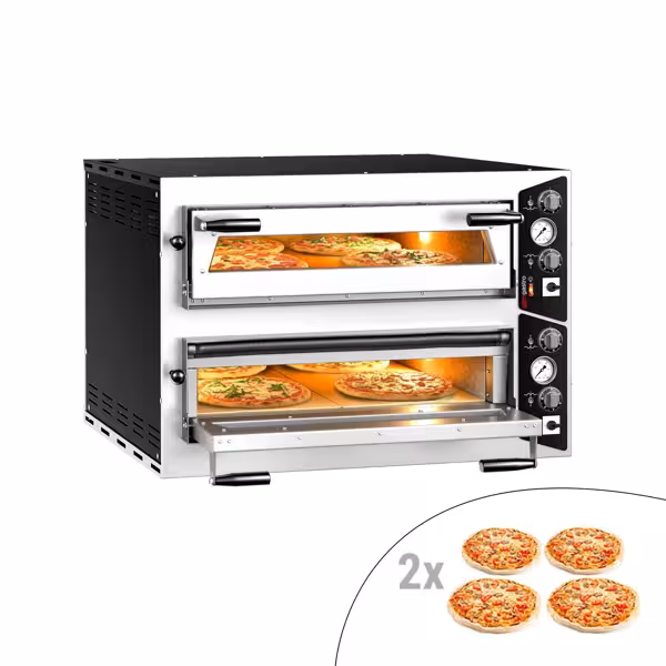 Electric Deck Pizza Oven - Twin Deck - Refractory Stone Deck - 4+4 - Ø 35cm (13.8") - Mechanical Controls - up to 450°C