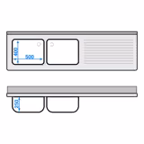 Commercial Sink Cabinet ECO - 2000x600mm - 2 bowls