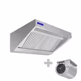 Cappa a parete Professionale Snack autoaspirante - 1200mm - Prof.900mm - con regolatore di velocità, filtri a labirinto antigrasso e illuminazione LED