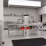 Table de travail en inox PREMIUM - 1400x700mm - avec étagère basse + traverses de renfort