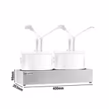 Saucenspenderin teline - 2-paikkainen - ruostumaton teräs - 400x203x90 mm - kestävä - varten buffetit, kanttiinit, pikaruokalat, catering - yhteensopiva: SSMBH4 - 2x 4 l