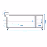 Stainless steel work cabinet ECO - 2000x700mm - with 3 drawers on the right without upstand