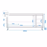 Edelstahl Arbeitsschrank PREMIUM - 2000x600mm - mit 3 Schubladen rechts ohne Aufkantung