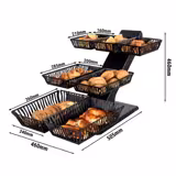Espositore cesti pane da buffet - Acciaio inox - Nero - Rettangolare - 460x505mm - 7 cestelli - Altezza: 460mm - incl. 7 cestelli