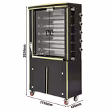 Girapolli professionale – grill per polli a gas - 30kW - con 5 spiedi - capacità fino a 30 polli - Nero