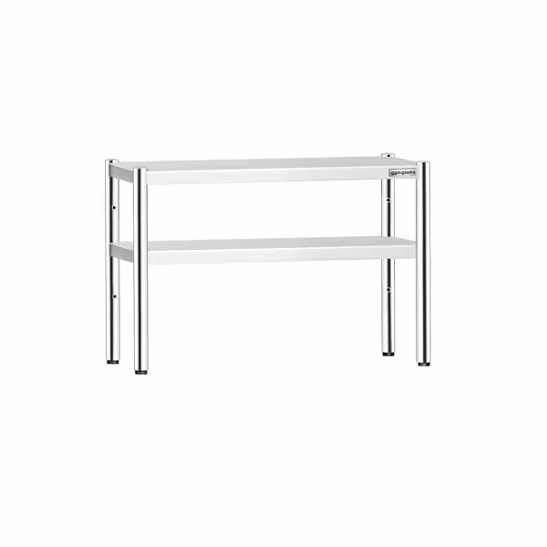 Estante de mesa em inox PREMIUM - 2 prateleiras - 1200x370mm - altura ajustável