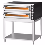 Electric Deck Pizza Oven - Twin Deck - Refractory Stone Deck - 9+9 - Ø 35cm (13.8") - Mechanical Controls - up to 450°C - incl. Base frame