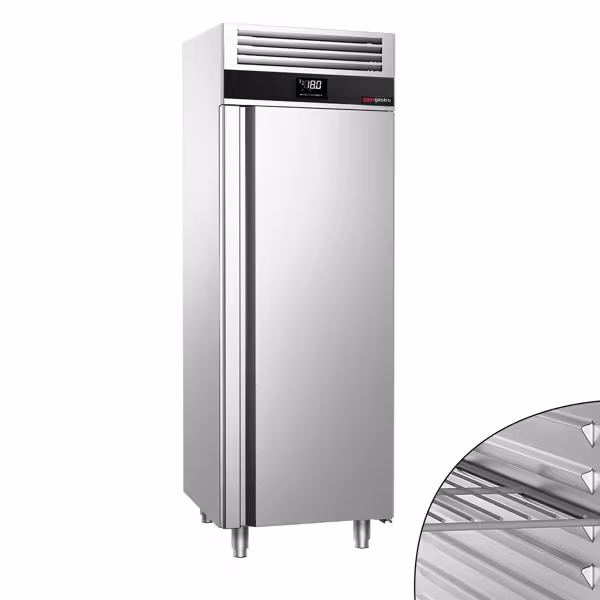 Vrieskast RVS PREMIUM - GN 2/1 - 700mm - 650liter - tot -22°C tot -10°C - met 1 deur - geforceerde koeling, automatische ontdooiing & LED‑verlichting