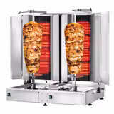Električni aparat za kebab/gyros - 4+4 plamenika - maks. 120 kg - uklj. 2 krilna vrata
