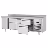 Table réfrigérée Premium PLUS - 2452x700 mm - avec 1 porte - 6 tiroirs - avec dosseret