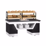 Bakery Display Counter BELFAST - 2000mm - with 2 shelves - on castors - black granite worktop