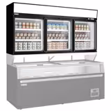 Väggfrys - 2100 mm - 346 l - från −22 till −18 °C - med 3 uppvärmda glasdörrar & 6 hyllor - svart