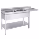 میز استیل سینکدار ماشین ظرفشویی- 600*1800 میلیمتر - دو سینک در چپ