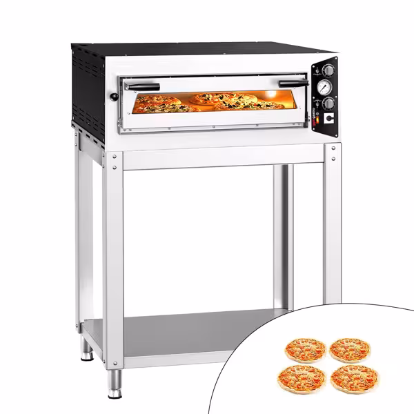 Electric Deck Pizza Oven - Single Deck - Refractory Stone Deck - 4 - Ø 35cm (13.8") - Mechanical Controls - up to 450°C - incl. Base frame