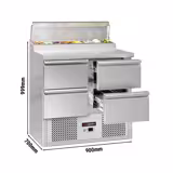 Saladette / mesa de preparação ECO - 0,9 x 0,7 m - com 4 gavetas 1/2