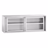 RVS wandkast - 2000x400mm - met glazen schuifdeur - 650mm hoog