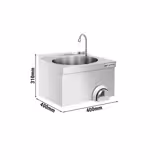 Hand wash basin - Stainless steel - with knee-operated tap (hot & cold)
