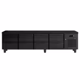Móvel inferior refrigerado - 2400mm - 386 litros - 8x GN 1/1 gavetas - Preto mate