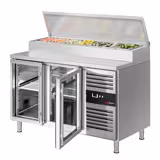 Přípravný chladicí stůl PREMIUM - 1360x700 mm - 2 skleněné dveře - pro 7× GN 1/3