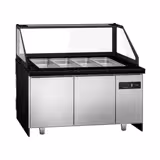 Saladette - 1500mm - 2 dveře - pro 4x GN 1/1 - přední dřevěný panel - pracovní deska z černé žuly