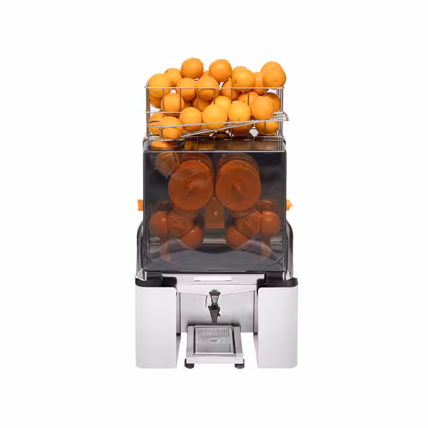 Commercial Electric Orange Juicer - with Manual fruit feed & Drain tap - Silver