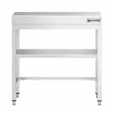 Table de travail en inox PREMIUM - 600x700mm - avec étagère basse + traverses de renfort